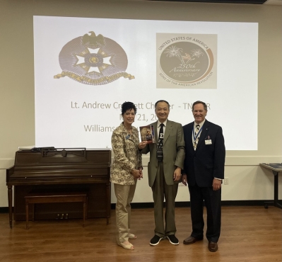 Dr. Wang’s talk was held at John Walker’s Sons of the American Revolution meeting.