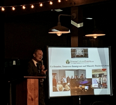 Dr. Wang presented about TIMBG  at the Loveless Cafe, Joni Bryan's 917 Founders Club Dinner